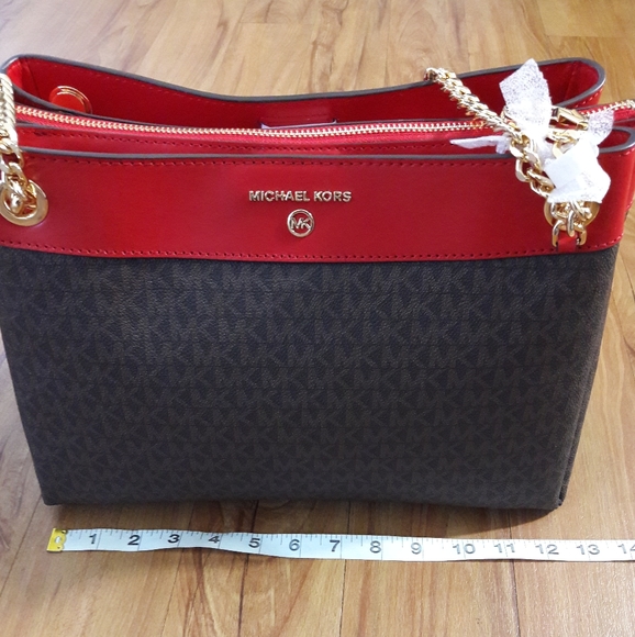 Michael Kors Susan Brown & Red Shoulder Bag - Picture 12 of 16
